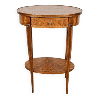 Small Marquetry Living Room Table, Louis XV / Louis XVI Transition style – 1920