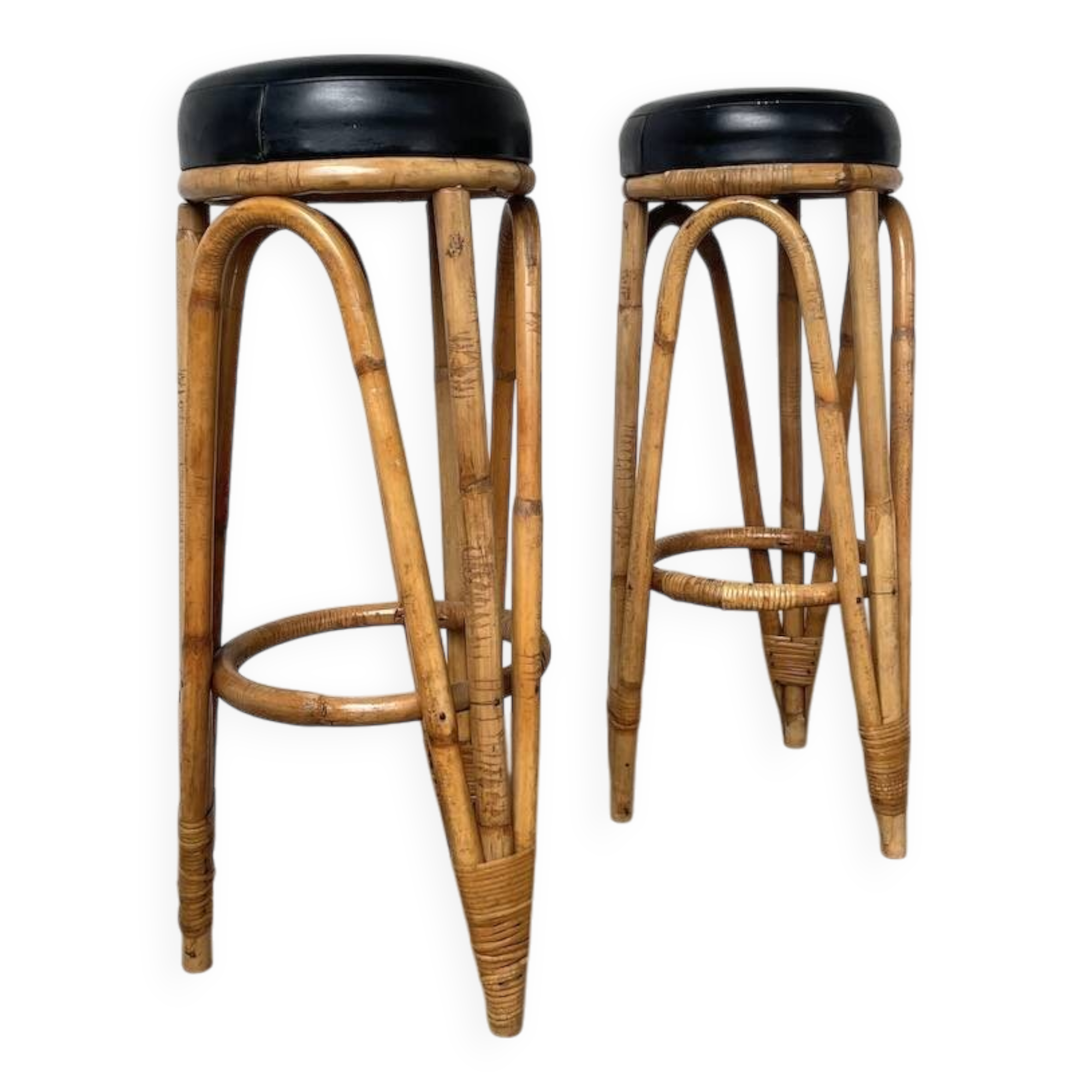 Pair of high rattan stools