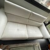 3 seater convertible leather sofa