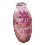 SUPERB GLASS PASTE VASE SIGNED LEGRAS RUBY SERIES