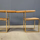 Vintage brass and alcantara dining chairs by Belgochrom, 1970s
