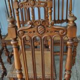 Set of 8 tanned chairs.