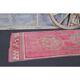 Vintage Turkish Oushak Handmade Wool Cotton Pink Runner Rug 86x306