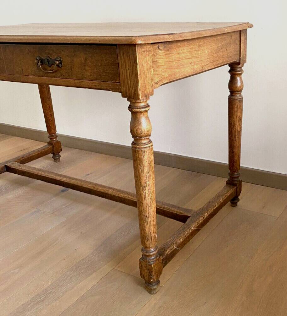 Louis XVI style flat desk in solid oak 19th century