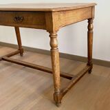 Louis XVI style flat desk in solid oak 19th century