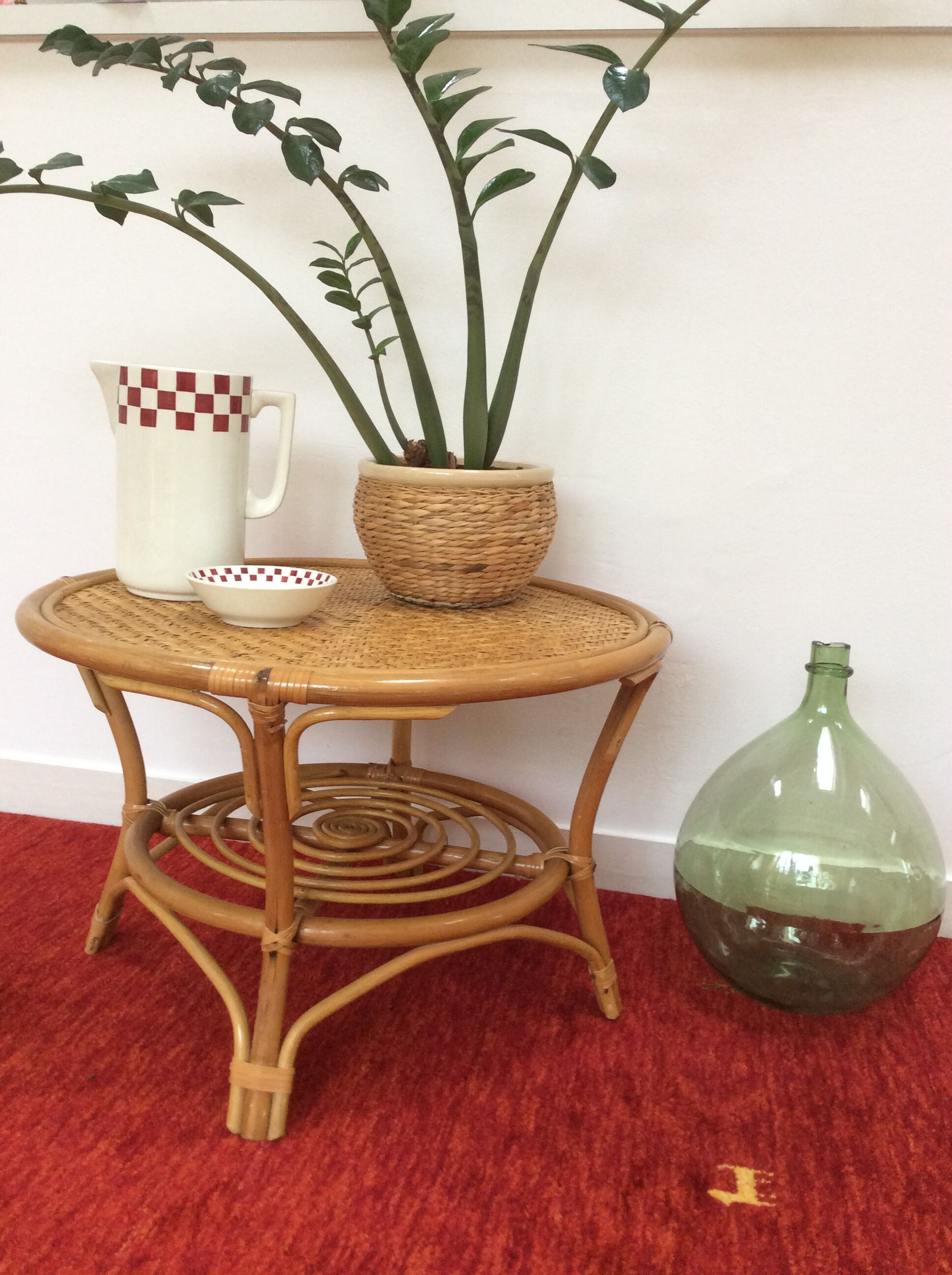 Vintage coffee table in woven rattan
