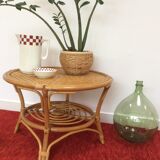 Vintage coffee table in woven rattan