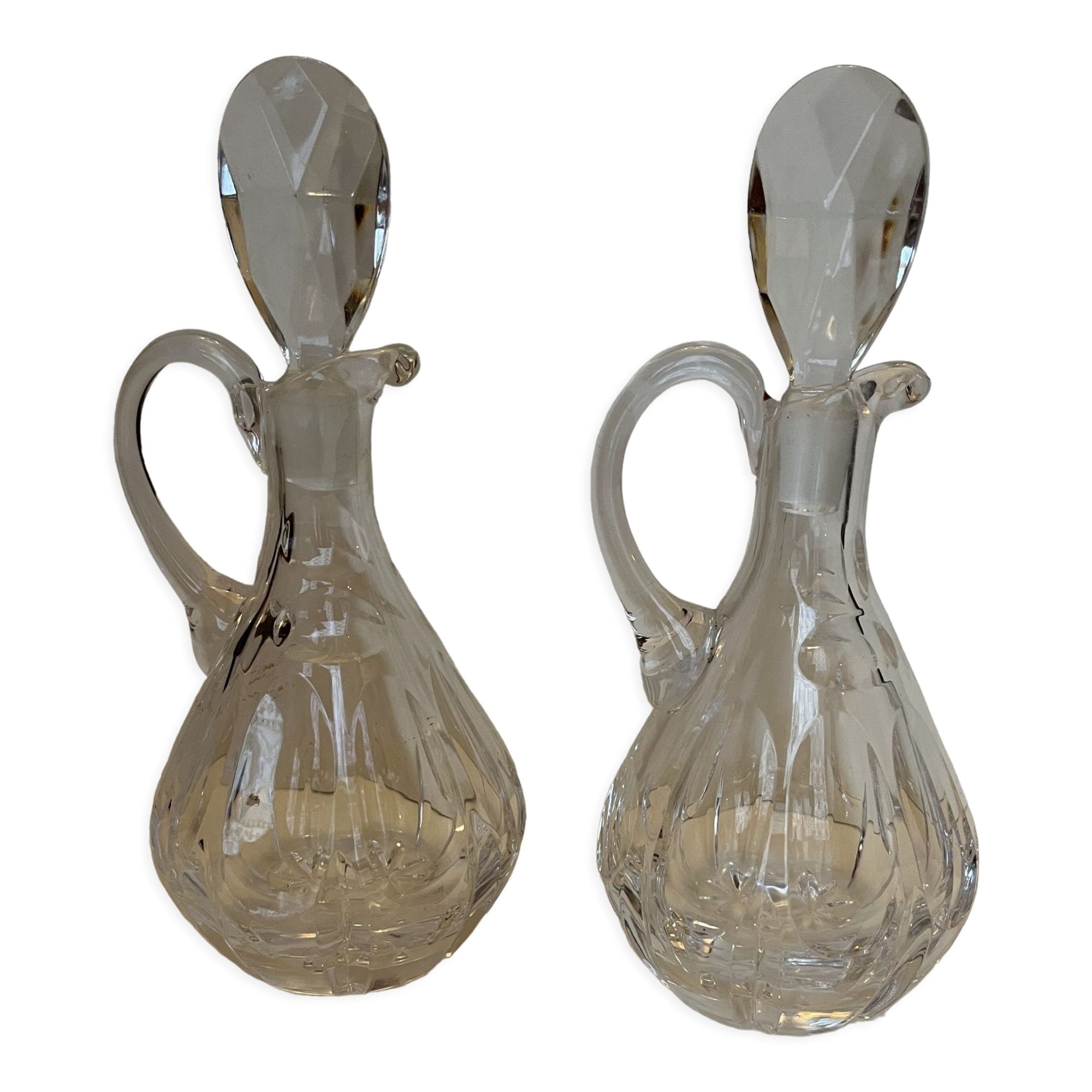 Paire d'huiliers en cristal taillé