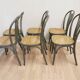 Lot de 6 chaises de salle à manger vintage en bois courbé gris : siège en rotin style Thonet