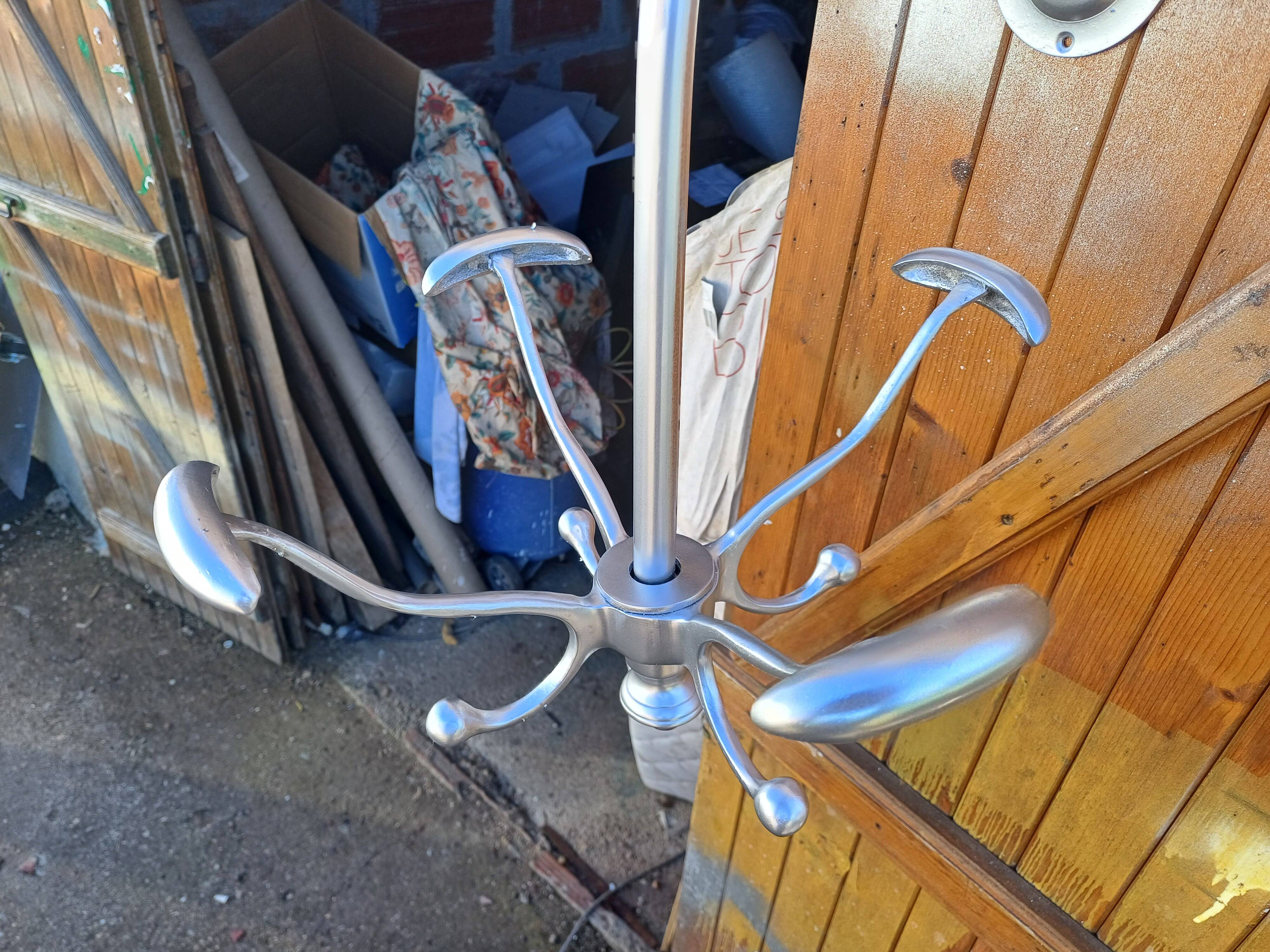 Chrome Metal Wall Coat Rack with Turnstile