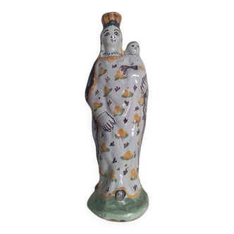 Vierge à l'enfant 18 ème en faïence de Nevers