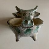 Empty cubist zoomorphic pocket in glazed clay