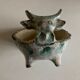 Cubist zoomorphic catchall in glazed earthenware