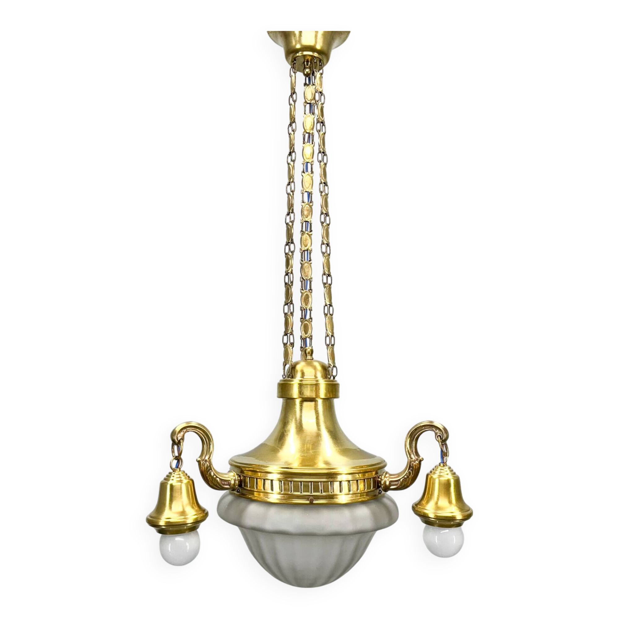 Art Noveau Brass Chandelier, Restored, Germany, 1920's