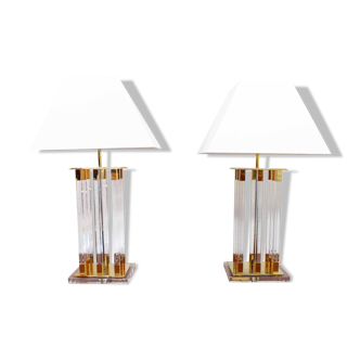 Pair of regency style lamps by faschian design 1970