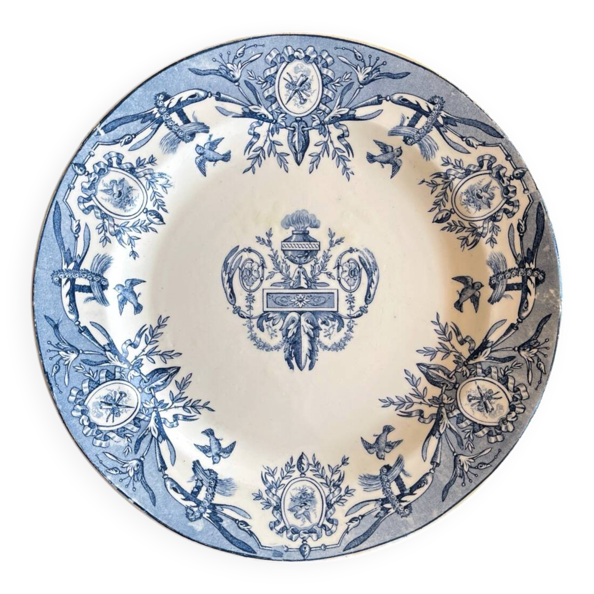 Round ironstone dish "Louis XVI" Clairefontaine earthenware