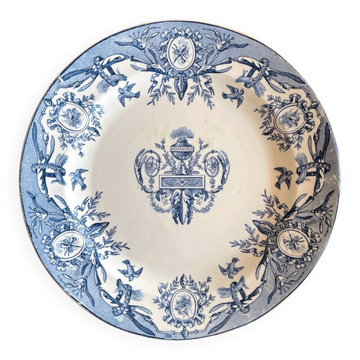 Plat rond terre de fer "Louis XVI" faïence de Clairefontaine