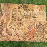 Large Aubusson-style wall tapestry with a musical scene.