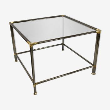 Silver and gilt metal side table with glass top, Italian, 1980s