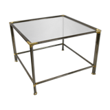 Silver and gilt metal side table with glass top, Italian, 1980s