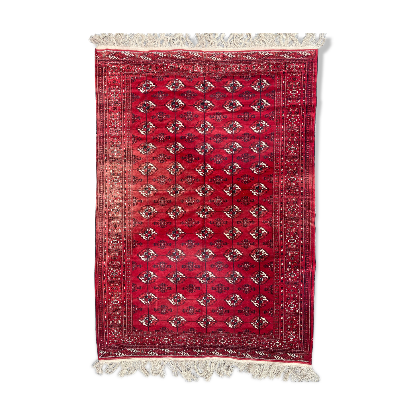 Nice big vintage carpet Bokhara handmade 200x282 cm