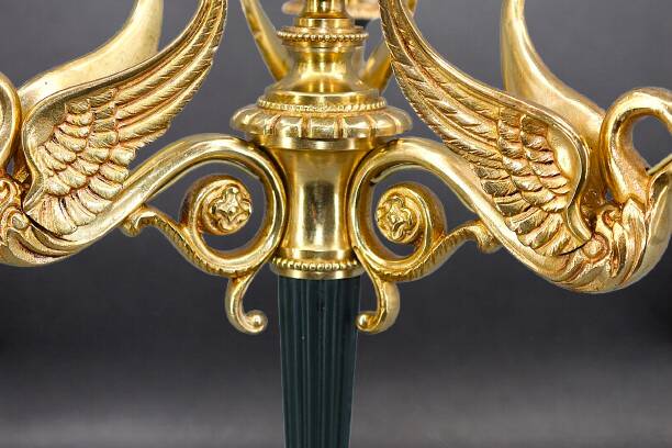 Flamboyant Pair of Candelabra/Chandeliers Solid Bronze Empire Style