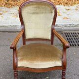 Imperial armchair in oak and beige velvet from the 19th century