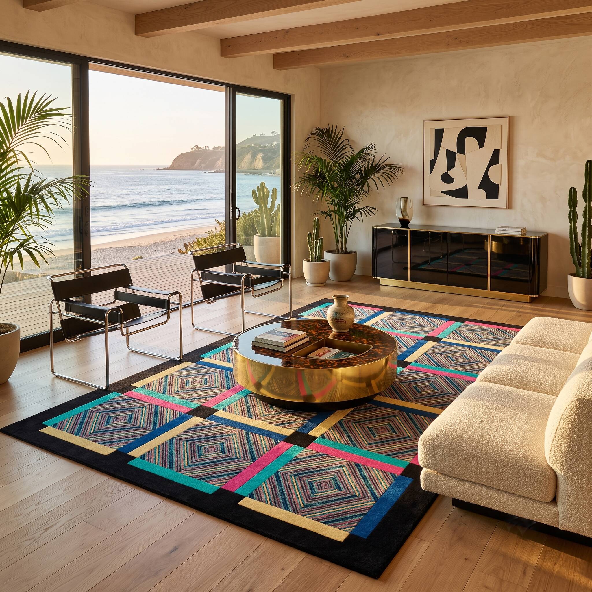 1990s Ottavio Missoni "Square" Geometric Wool Rug Exceptional Italian Postm
