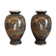 Pair of old Japan Satsuma vases, signed and enamelled