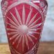 Bohème large crystal vase with red overlay, wheel-cut, Belle Époque.