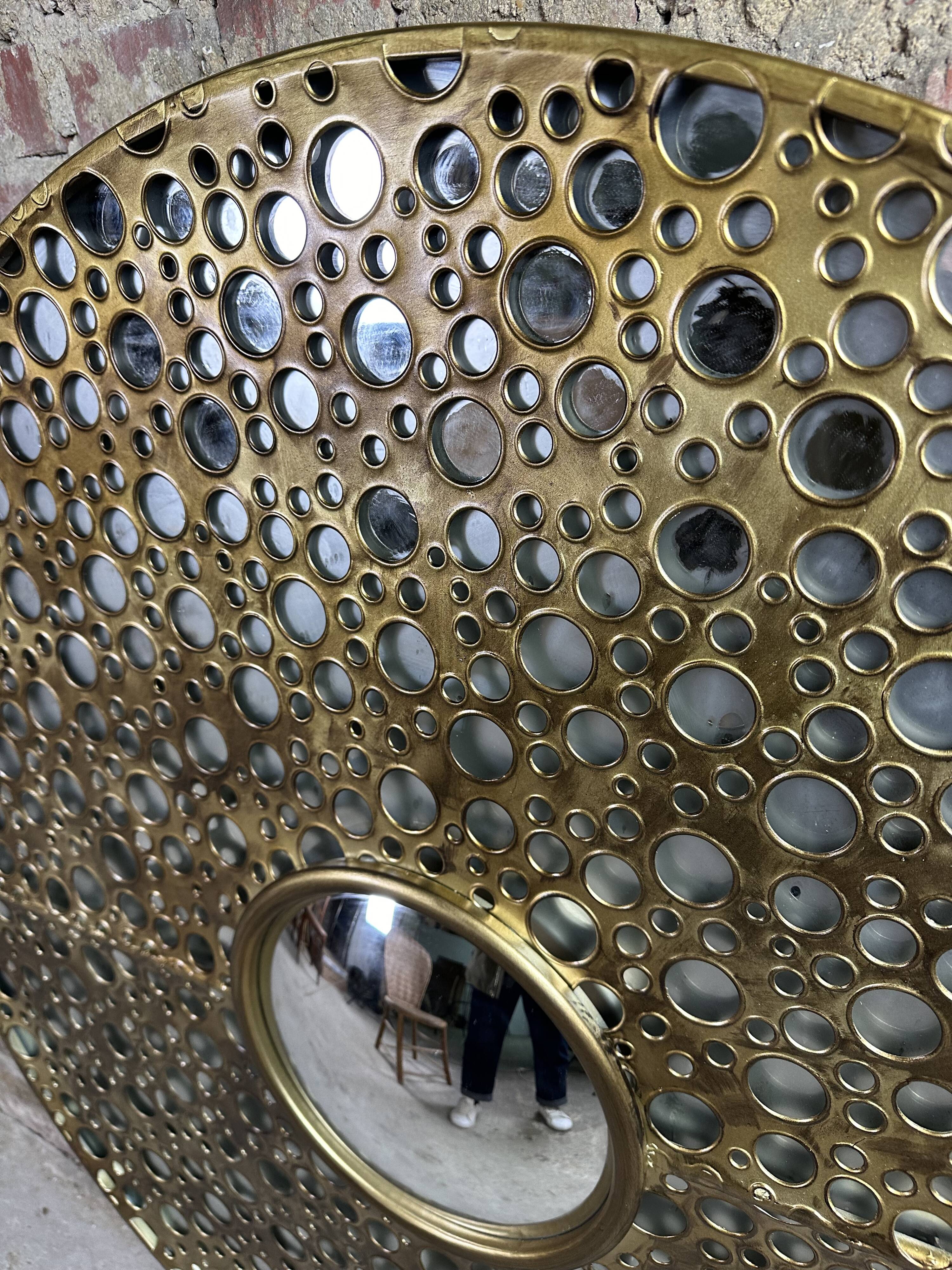 Sun mirror in gold metal Diam 100 cm