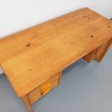 Vintage sled leg pine executive desk from the 60s-70s