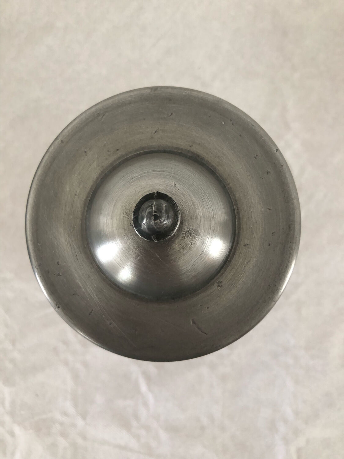 Ceramic salt jar pewter lid stamped J G