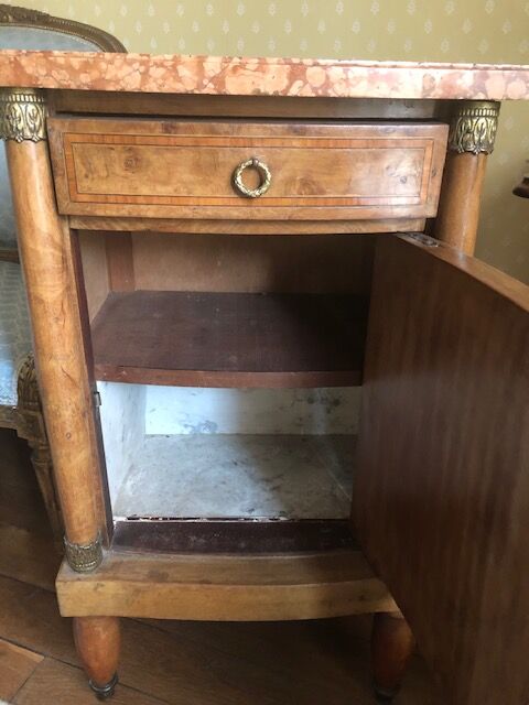 Antique bedside table with marble