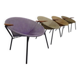 Danish Sueded Balloon Chairs by Hans Olsen for Lea Furniture, 1950s, Set of 4