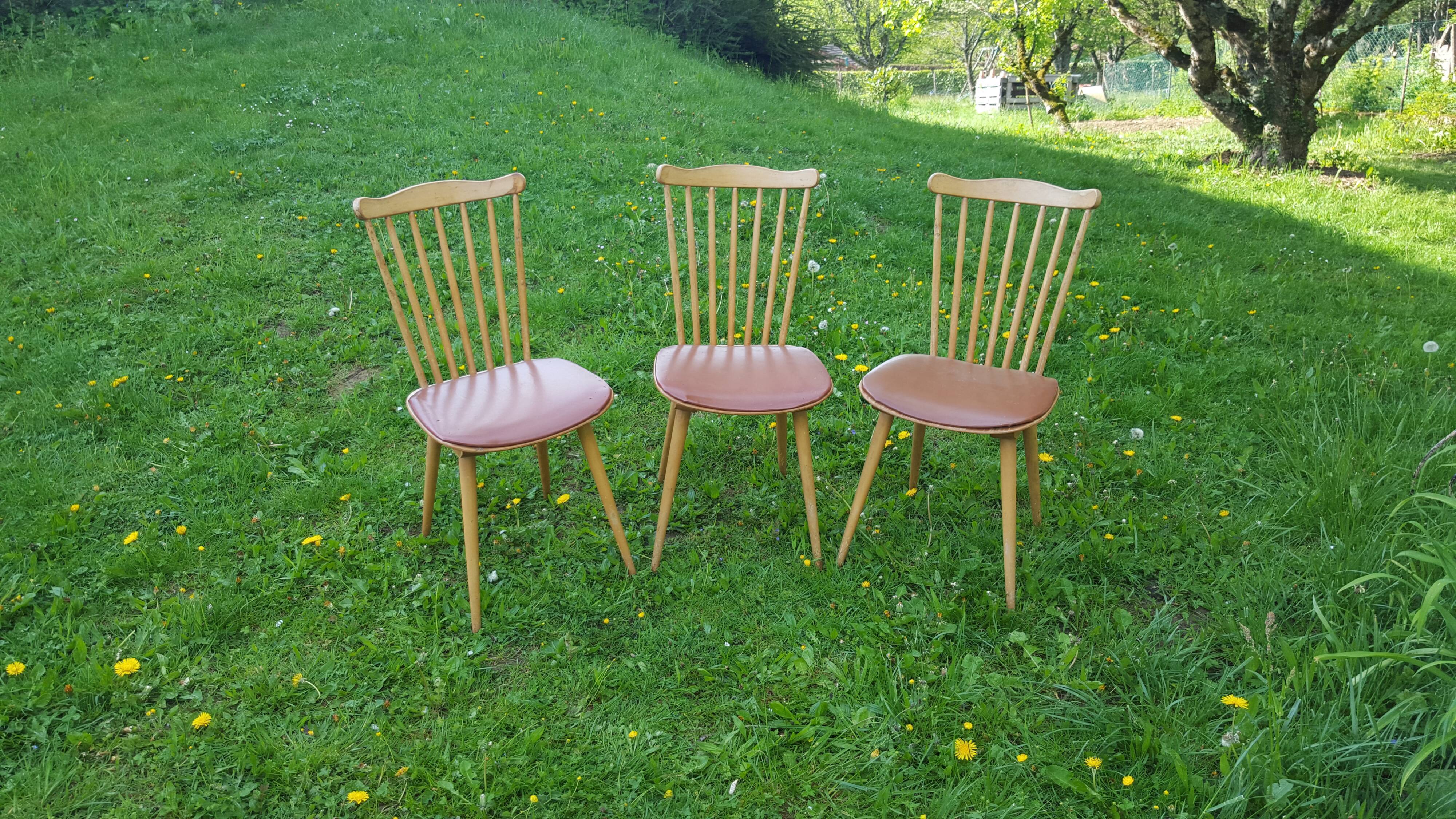 Trio of bistro chairs Baumann vintage 60s