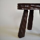 Pair of wooden tripod stools