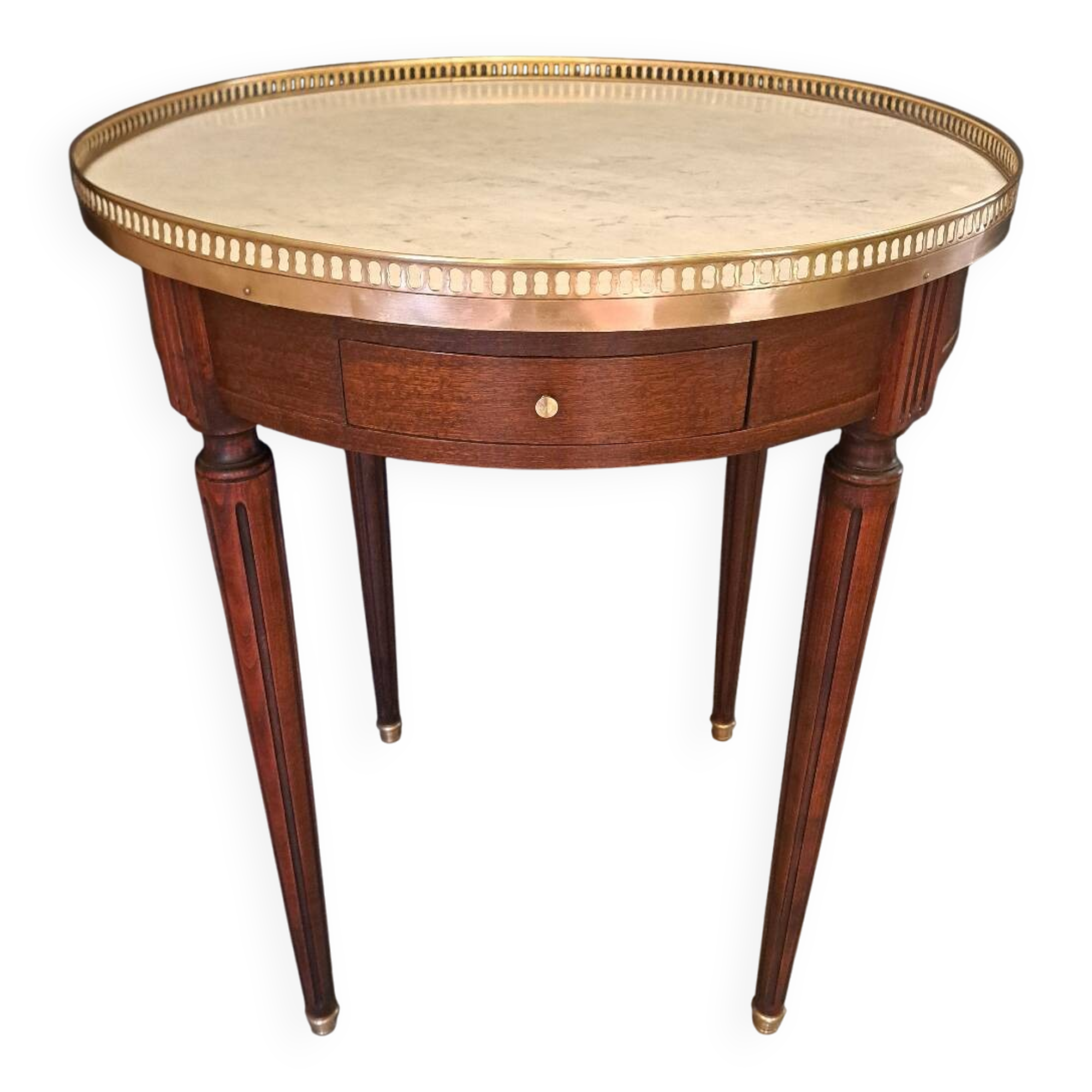 Mahogany and marble bouillotte table