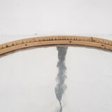 Rohe Noordwolde round glass and rattan side table, The Netherlands 1950's