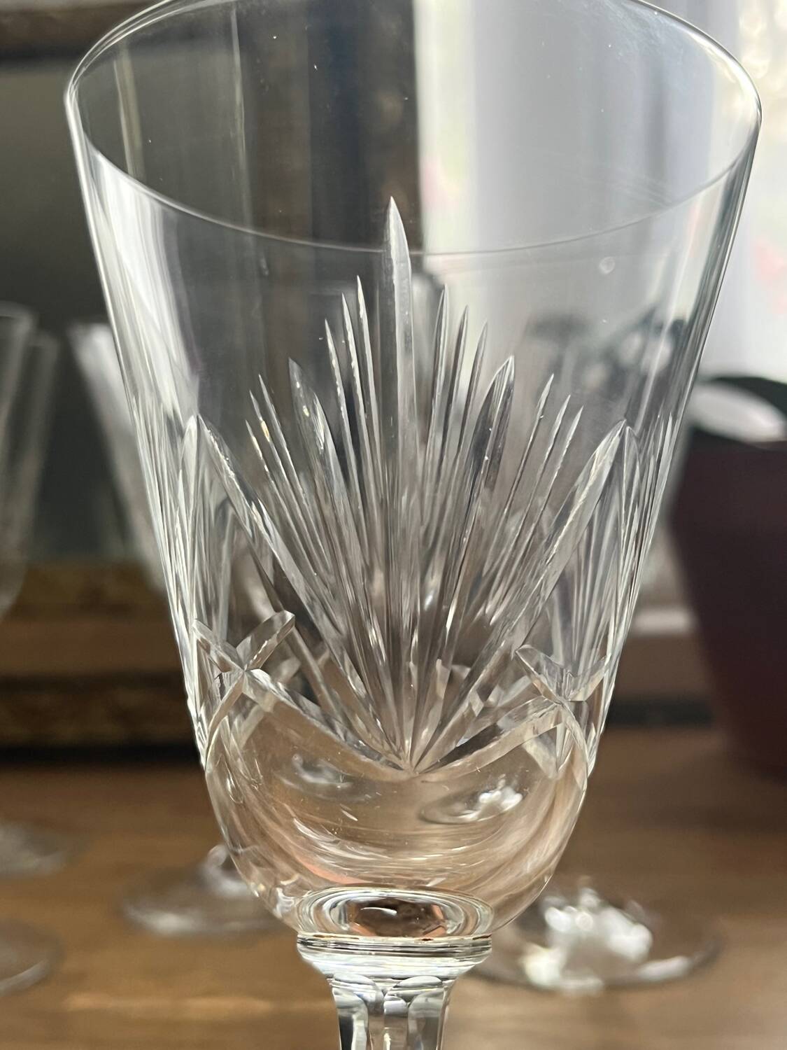 Cut crystal wine glasses