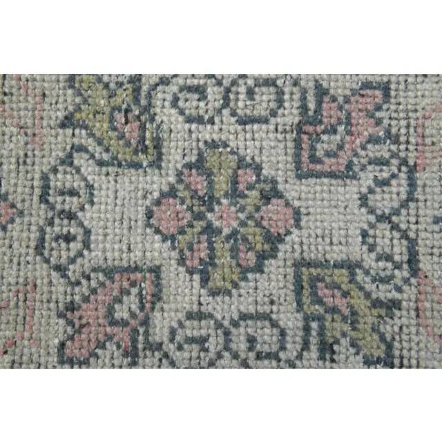 Vintage Turkish Hand-Knotted Wool Cotton Pink Runner Rug 84x281