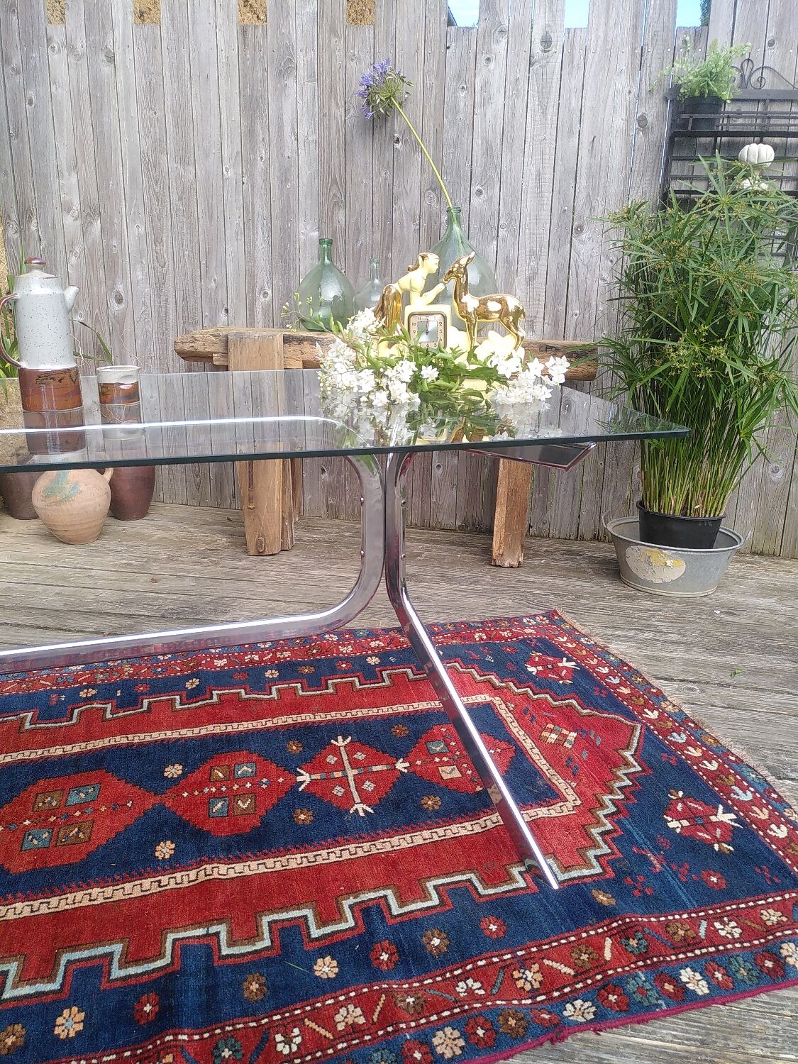 Chrome table with glass top 1960