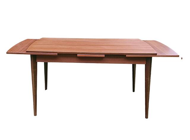 Table à manger scandinave extensible vintage 1960 rectangulaire teck