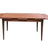 Table à manger scandinave extensible vintage 1960 rectangulaire teck