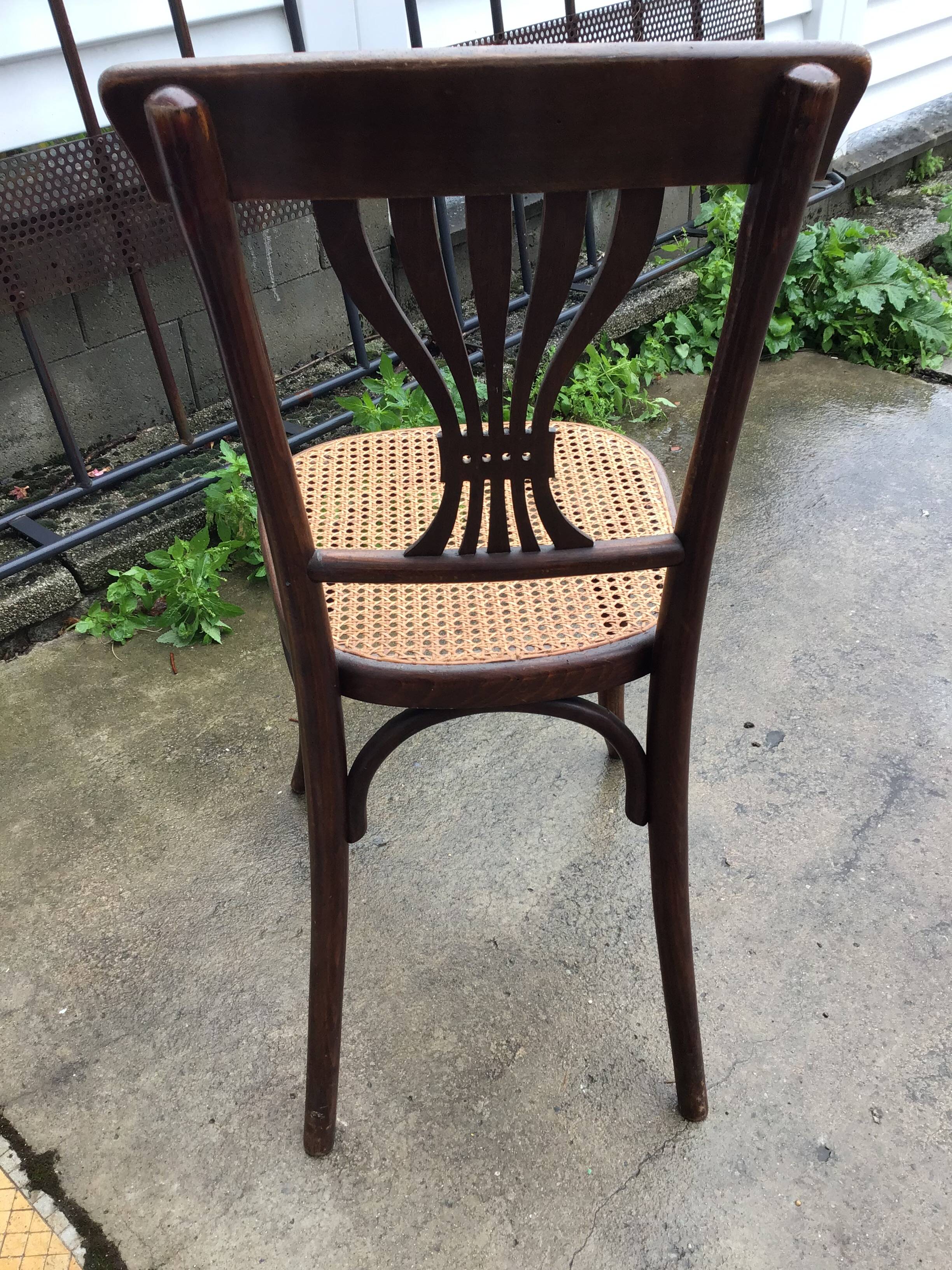 6 chaises bistrot cannées signées Fischer