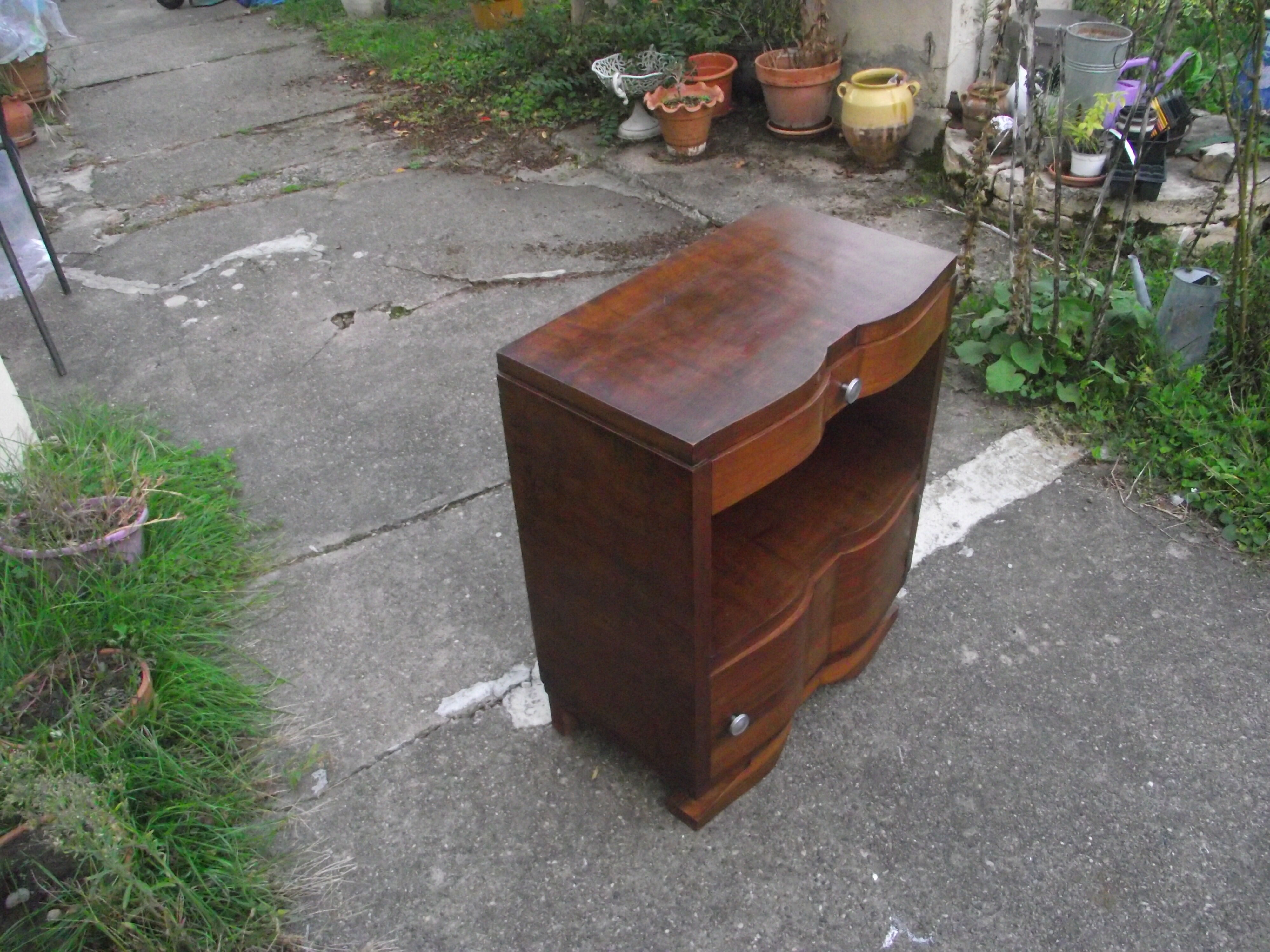 Art deco period bedside in walnut