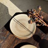 Set of 6 vintage brown stoneware dessert plates D21