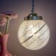 Vintage art deco globe pendant light in pink and gold Clichy glass