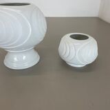 Set of 2 original porcelain op art vase made by royal bavaria kpm germany, 1970s