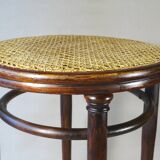 Stool: Bentwood, by Fischel around 1900, caned.